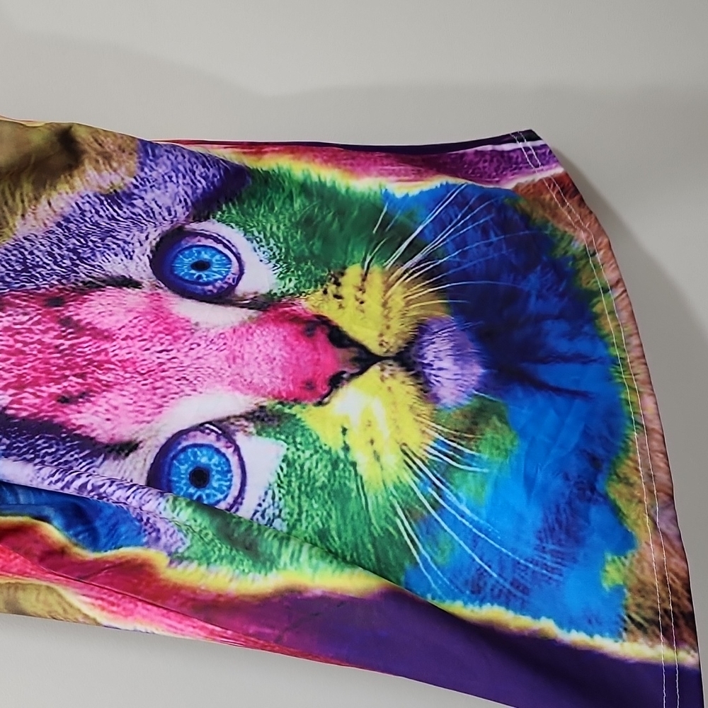 Neon colorful Vivid cat face graphic racerback tank top woman's size medium - Picture 6 of 7